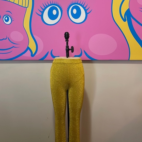 Moschino Couture Yellow Gold Knit Ruffle Hem Pants Clown Collection - Picture 1 of 11